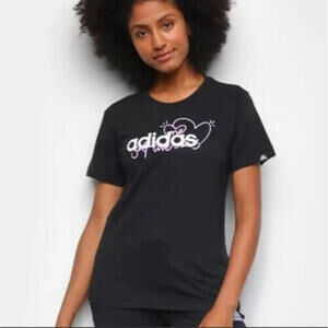 New Adidas Women's Self Love Club T-Shirt. Size: S, Color: Black/Pink